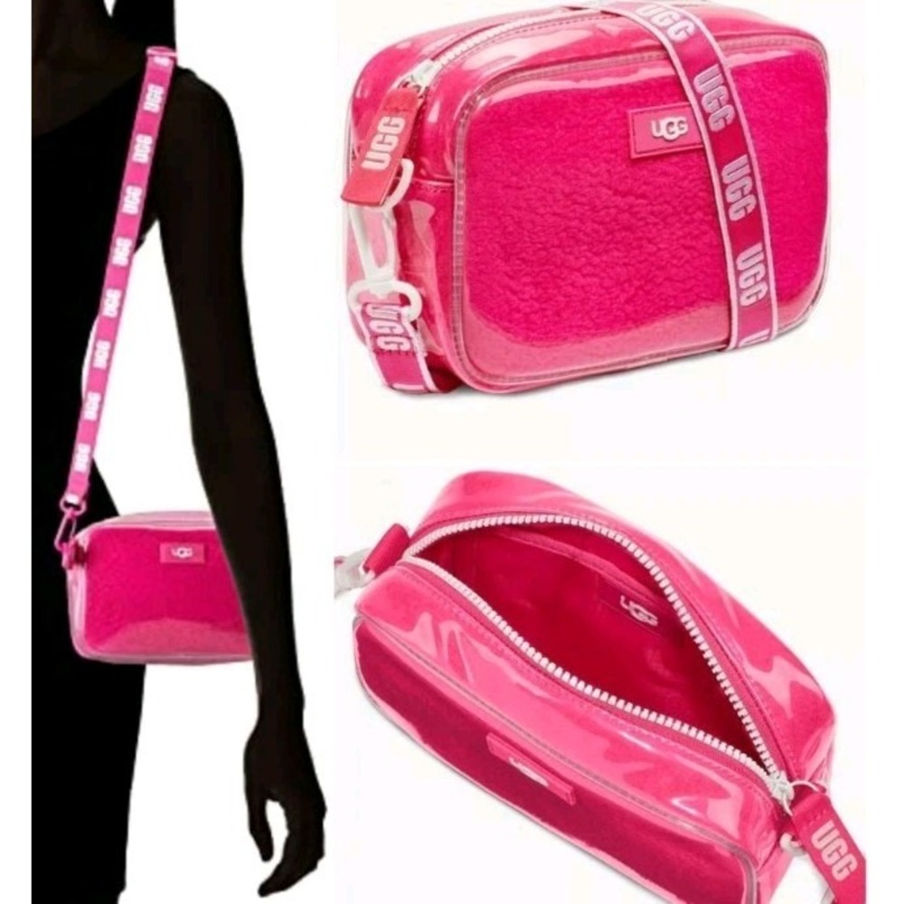 New‎ UGG Janey II Plush Women's Clear Crossbody Bag in PinkW Dust Cover